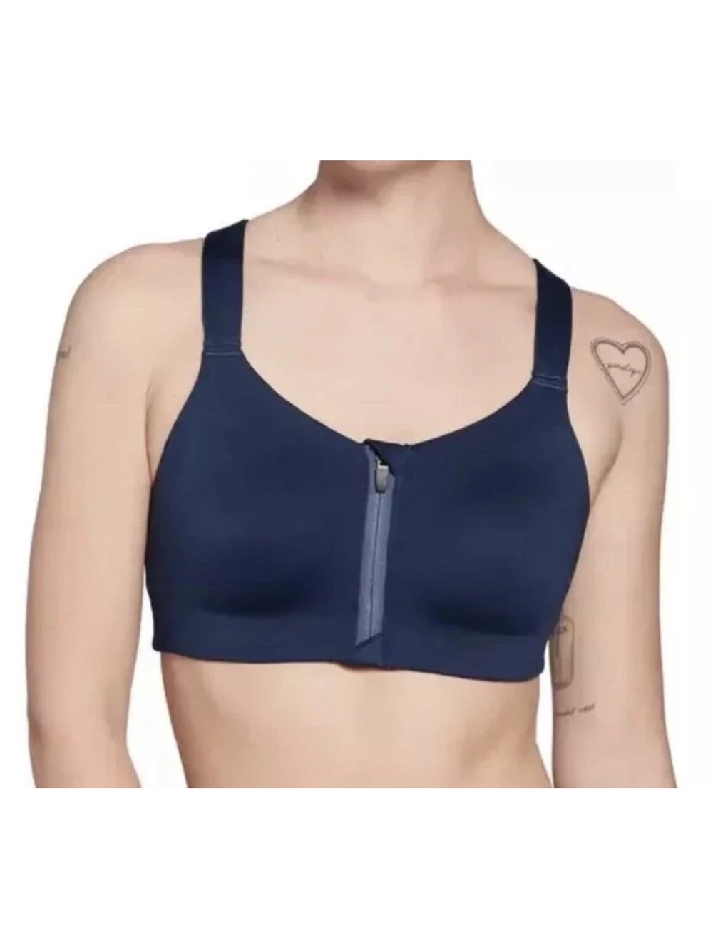 Calia Go All Out Zip Front Sports Bra Navy Women’s Size 36E